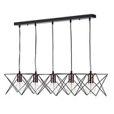 Midi 5 Lt Pendant Matt Black and Copper MID0522